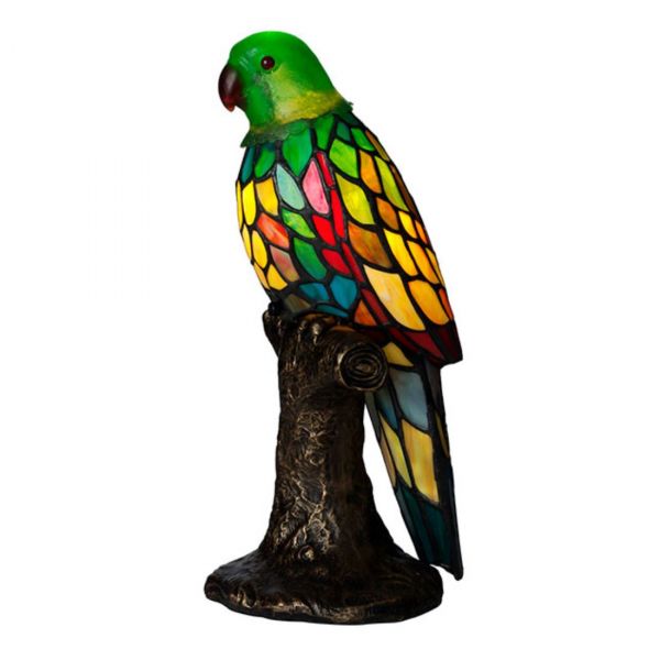Papegoja Grön Tiffany Bordslampa