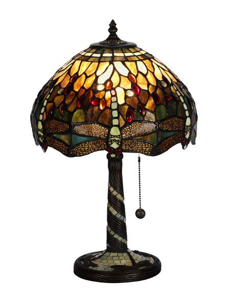 Trollslända Oliv Tiffany 30cm Bordslampa