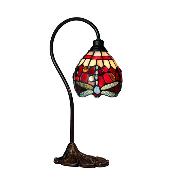 Trollslända Vinröd Tiffany 20cm Bordslampa