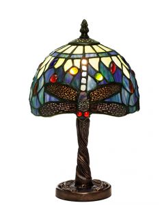 Trollslända Safirblå Tiffany 20cm Bordslampa från Nostalgia